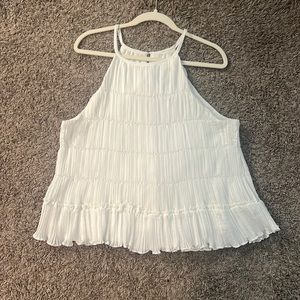 ruffled white top
